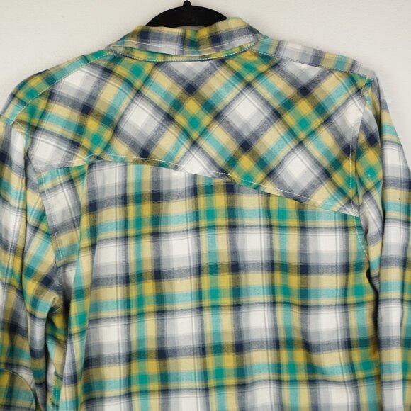 Volcom Workwear Men's Shirt Green Yellow Black Gray Plaid Size Small - Picture 9 of 9